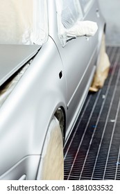 Close-up Of A Part Of A Newly Painted Car In The Workshop