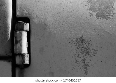 Closeup Part Of An Old Truck. Car Door Hinge