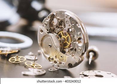 closeup the parts of automatic wristwatch - Powered by Shutterstock