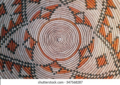 Closeup Of The Pattern On A Colorful Woven Basket