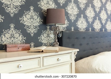 Close-up of patterned wallpaper in retro interior - Shutterstock ID 307220870
