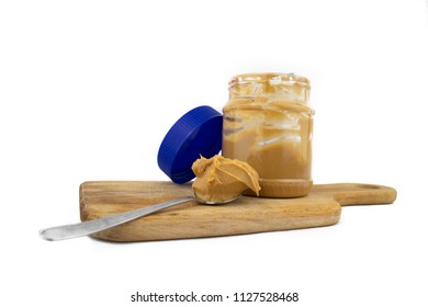 Closeup of peanut butter isolated
