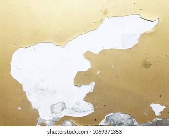 Closeup of peeling painted wall