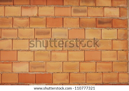 Closeup of perforated clay blocks