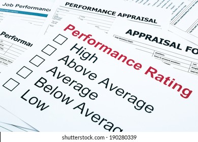 closeup performance rating and appraisal form, evaluation and assessment concept for business