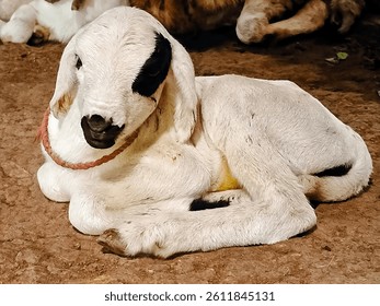 Close-up photo of a baby goat in a rural village