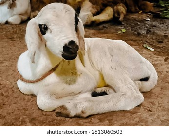 Close-up photo of a baby goat in a rural village