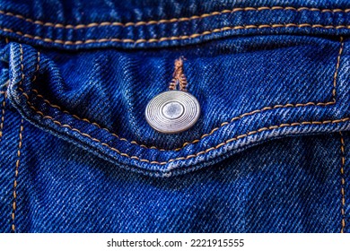 Closeup Photo Of Blue Denim Jacket Pocket.