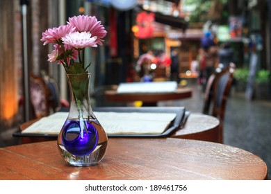 Closeup Photo Of Cafe Table Outside In Shanghai