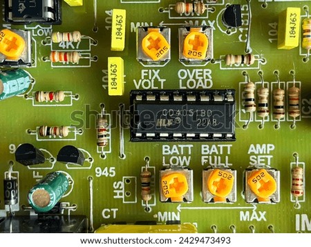 Close-up photo, Electronic board, UPS circuit, Electronic components