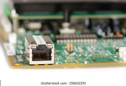 Closeup Photo Of Ethernet Port On Printed Circuit