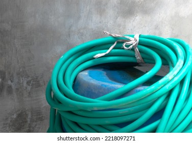 Close-up Photo Of The Green Water Hose