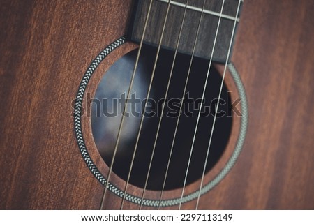 Close-up photo of guitar strings 