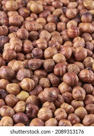 Close-up photo of peeled hazelnuts                            