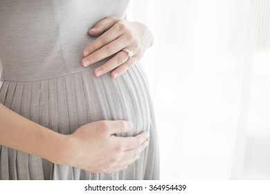 Closeup photo of pregnant woman 