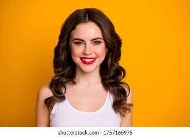 Closeup Photo Pretty Curly Brunette Lady Stock Photo 1757165975 ...