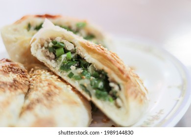 Close-up Photo Of Scallion Pork Pancake