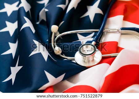 Close-up Photo Of Stethoscope On American Flag