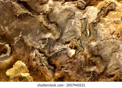 Close-up Photo Texture Of Copper Or Bronze Statue Material With Folds.