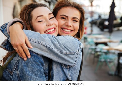 Closeup Photo Two Attractive Happy Woman Stock Photo 737068063 ...