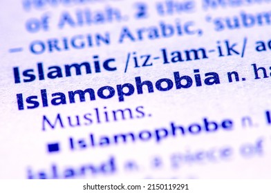 Closeup photo of the word islamophobia in a dictionary
