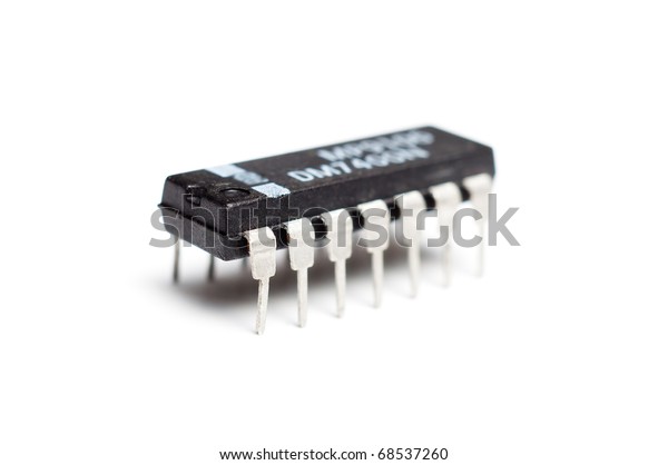 Closeup Photograph Single Electronic Integrated Circuit Stock Photo