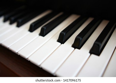 Close-up Of Piano Keyboard,black And White,music

