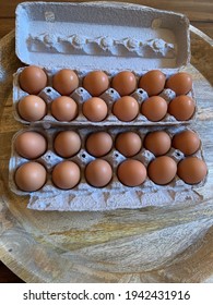 Closeup Picture Of 2 Dozen Brown Eggs