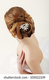 Closeup Picture Of A Bridal Hairstyle On White Background