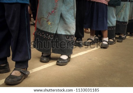 Closeup picture of children feets. Concept for poverty or hunger people, Human Rights