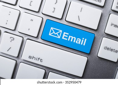 Closeup Picture Of Email Button Of Keyboard Of A Modern Computer.