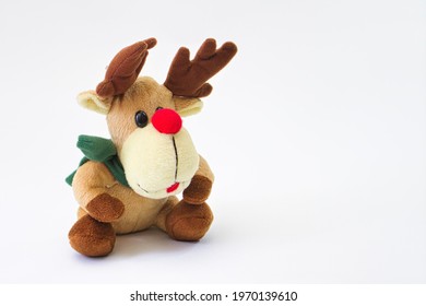 Closeup Picture Of Old Cuddle Toy Supposedly Made To Be Rudolf The Red Nose Reindeer 