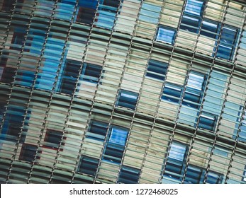 Closeup Picture Of Windows With Light Panels Of Torre Glòries Former Torre Agbar In Barcelona