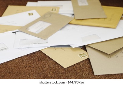 Closeup Of A Pile Of Mail On Doormat