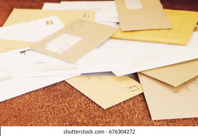 Closeup Of A Pile Of Mail On Doormat