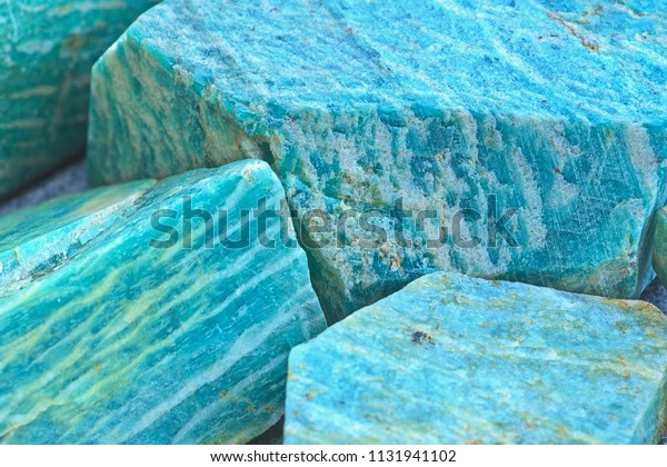 Closeup Pile Natural Rocks Amazonite Blue Stock Photo Edit Now