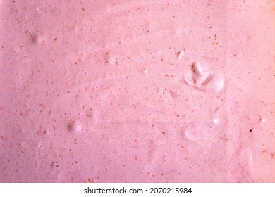 Closeup Of Pink Ice Cream. Pink Ice Cream Texture.