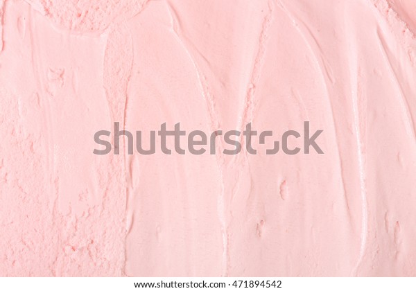 Closeup of\
pink ice cream. Pink ice cream\
texture.