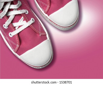 Close-up Of Pink/magenta Tennis Shoes