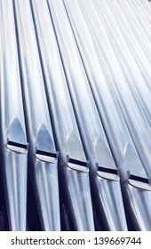 Close-up Pipe Organ In Church