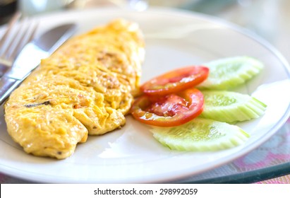 Closeup Plain Egg Omelette For Breakfast