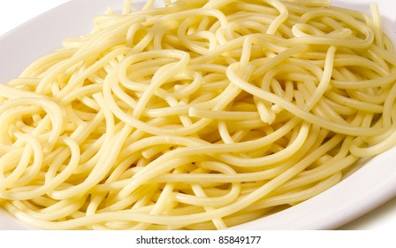 Close-up Of Plain Spaghetti On A Plate