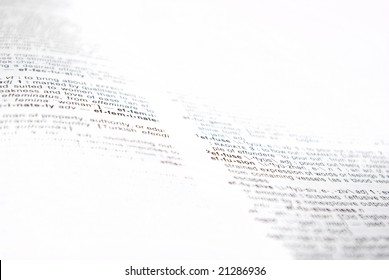 Close-up plane of dictionary page