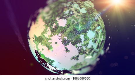 Closeup of planet from space, realistic planet with nice environmental light effects,Technology and Business and Environment concept.  - Powered by Shutterstock - Get 15% off with code: PIKWIZARD15