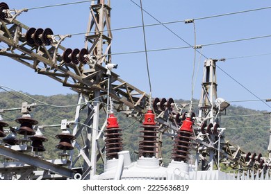 Closeup Of Plant Of Electric Energy Substation. Brazil