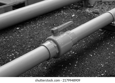 Closeup Plastic Plumbing Pipes With Valve Toned Design, Engineering Background