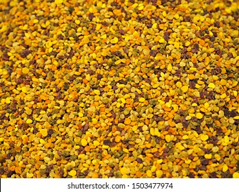 Close-up Of Pollen, Grainy Texture, Bright Not Uniform Color