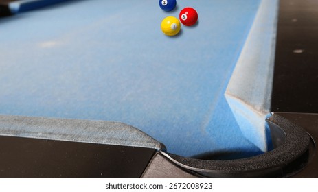 Close-up of Pool Table Corner with Balls