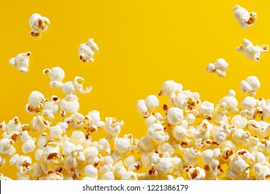 Close-Up Of Popcorn Against Yellow Background