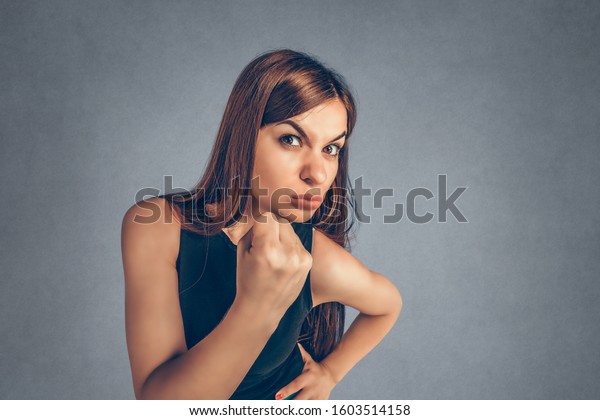 Closeup Portrait Angry Young Woman Showing Stock Photo (Edit Now ...